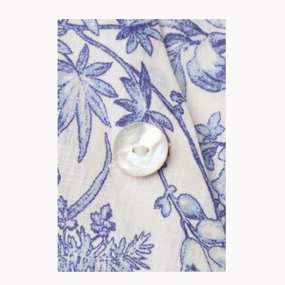 H&M Blue and White Floral Linen Wrapover Blouse, EUC, Size Small - Picture 2 of 13